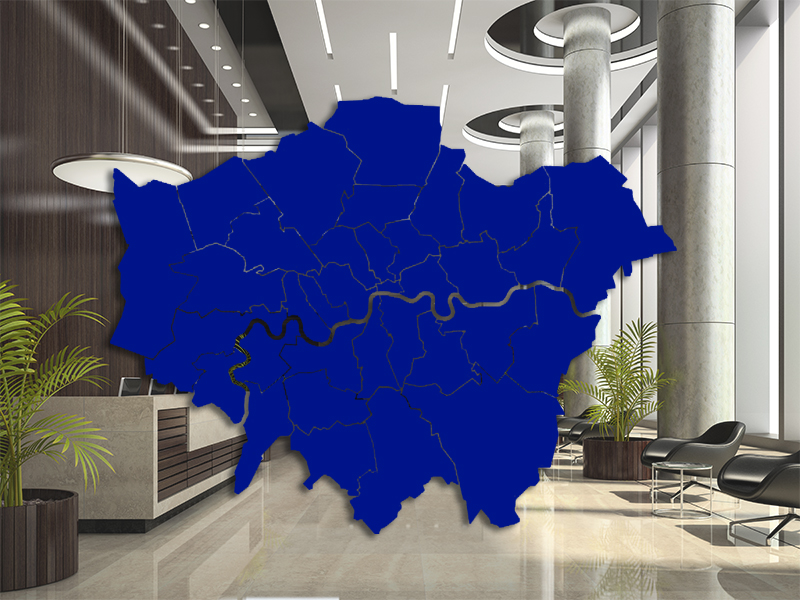 Interior of a hotel reception 3D illustration